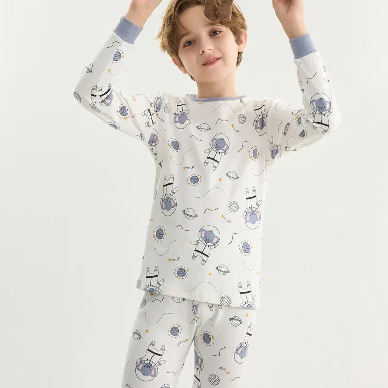 Boys Pajamas Sets 2 to 3 4 5 6 7 8 9 10 11 12 13 Years Cotton Soft Long Sleeve Toddler Boy Pijamas Set Blue Astronaut Pyjamas