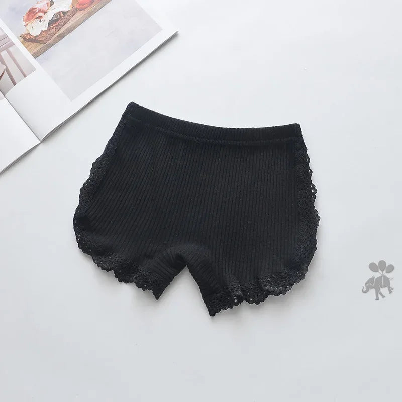 4-12 Years Girls Safety Pants Summer Three-quarter Pants Little Girls Baby Kids Side Lace Cotton Anti-glare Shorts