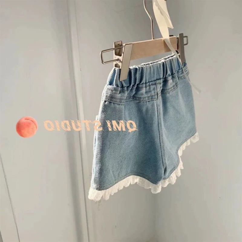 New Girls Denim Shorts Korean Lightweight Summer Shorts for Toddler Girls Casual Versatile Children's Clothing Outdoor Wear