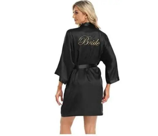 Bride Bridesmaid Wedding Robe Embroidery Kimono Bathrobe Gown Nightgown Casual Satin Short Women Sexy Nightwear Sleepwear