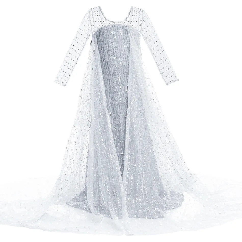 Princess Dress for Girls Elsa Anna Cosplay Costume Kids Jasmine Belle Cinderella Aurora Halloween Christmas Party Elegant Dress
