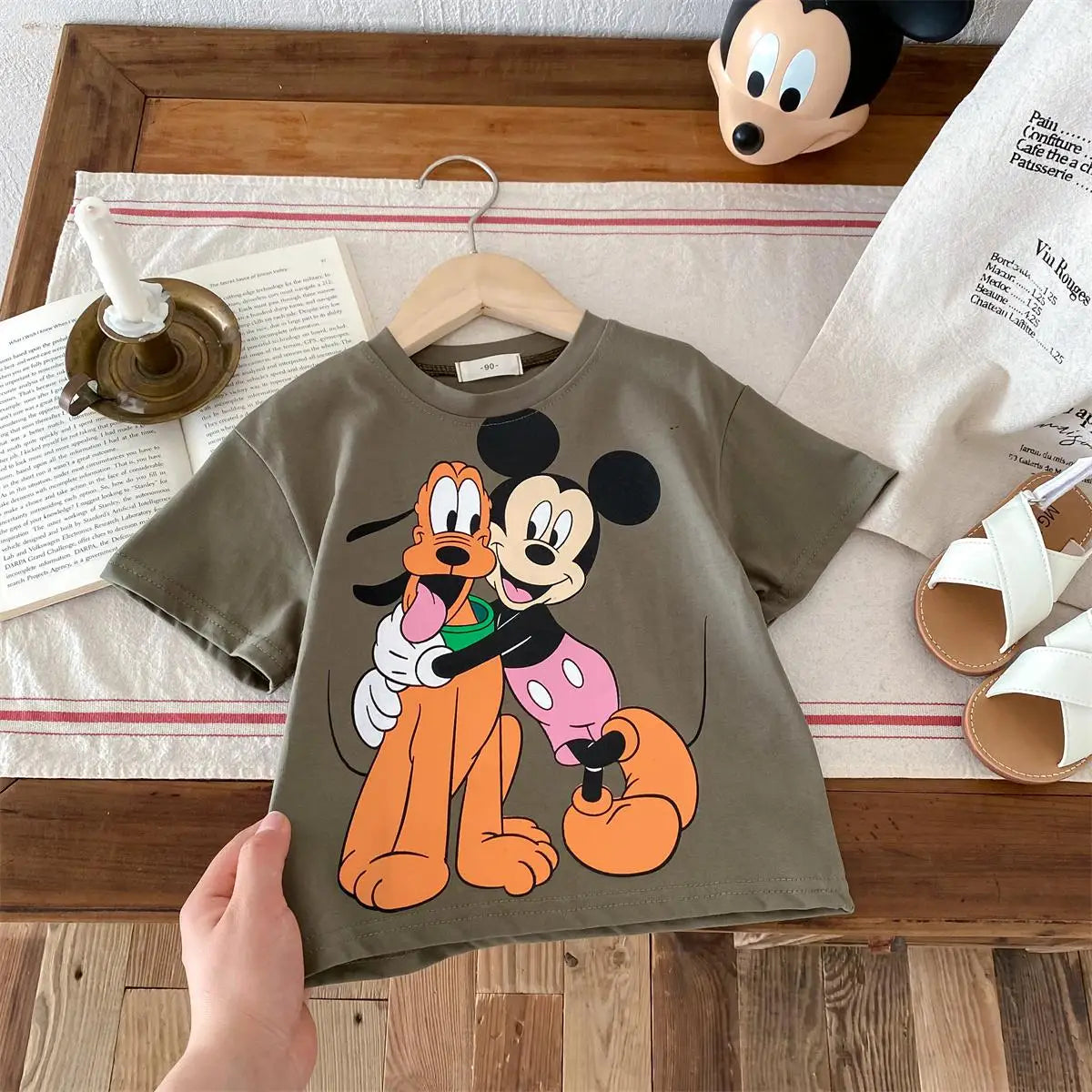 Child Tshirt Printed Summer Mickey Mouse Clothes Disney Children's T-shirt Kids Short Sleeve Tshirt Fashion Casual Wear