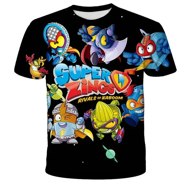 Super Zings T Shirt Kids Toddler Anime Game Streetwear Short Sleeve