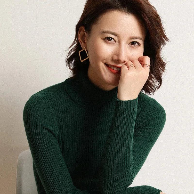 Korean Slim Fit High Neck Sweater