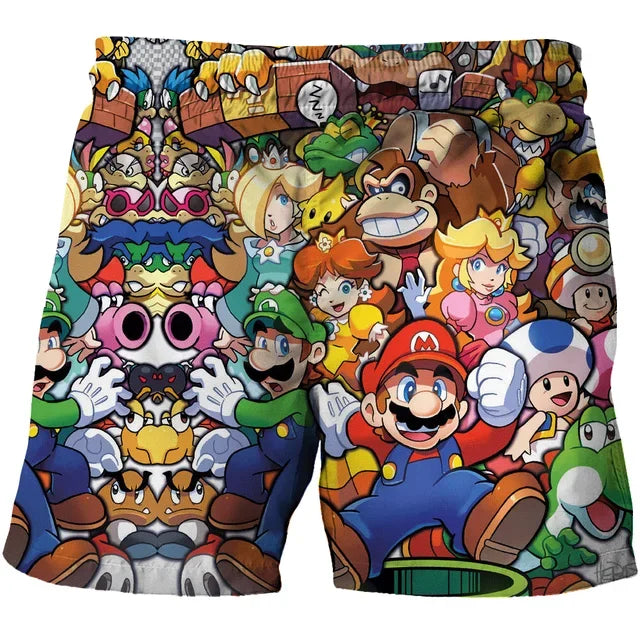 Super Marios Cartoon Beach Shorts, Beach Swimming Pants, Boys' Fashion Children's Sports Shorts, Super Marios New Style