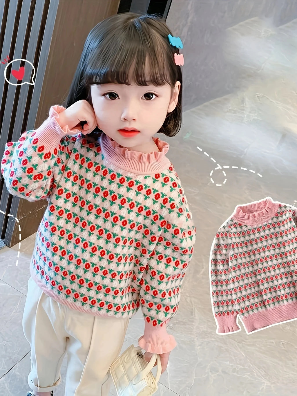 Korean Style Trendy Girls' Sweater New Fashionable Autumn and Winter Korean Version Base Shirt Pullover Knitwear Thickened