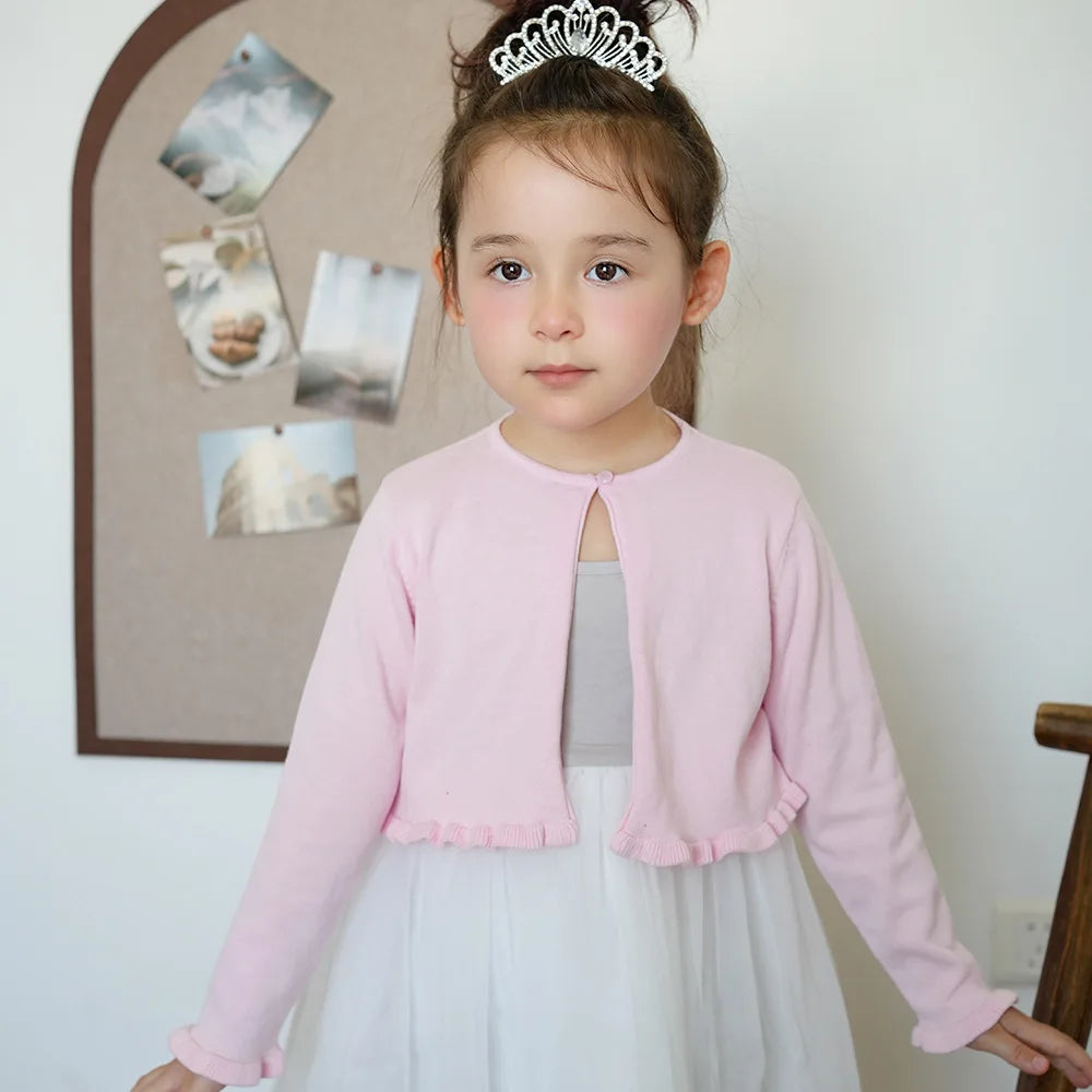 Knitted Cardigan For Girls Air-conditioned Thin Sweater Pink White Children's Sweater cape