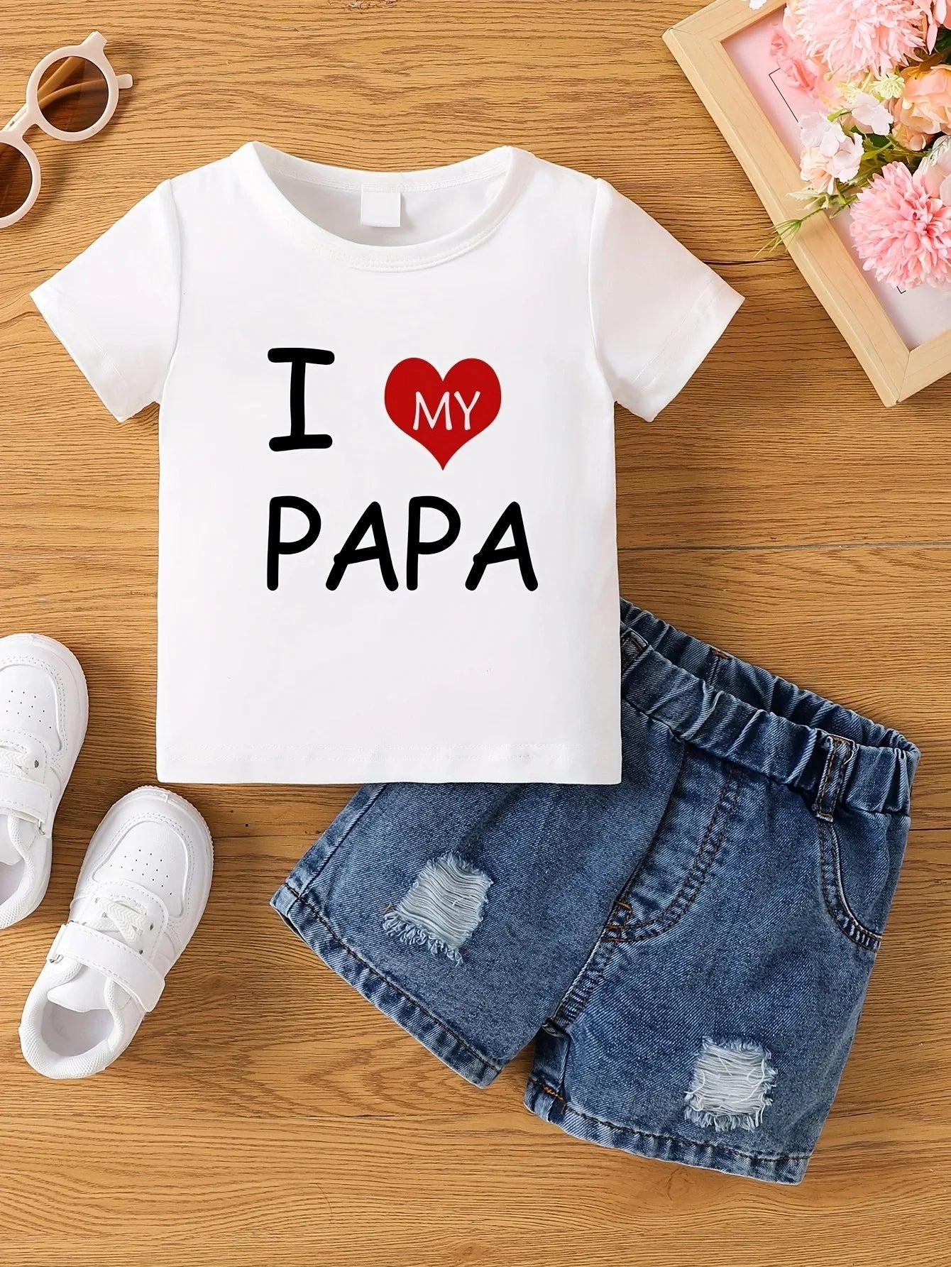 Aby Boys and Girls Summer Hot Painted Round Neck Short-sleeved Top Girls    Just T-shirts. Shorts not included