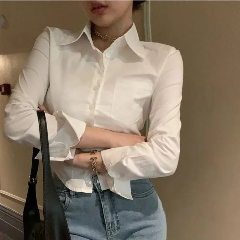 Women’s Button Pocket Lapel Shirt