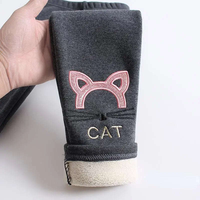 Kids Girls Winter Leggings 2025 Children Plus Velvet Warm Trousers Thick Lamb Fleece trousers Solid Color Baby Pencil Pants