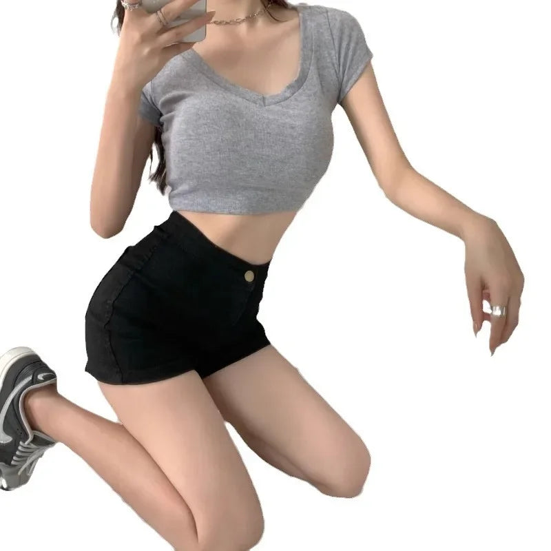 2026 New Running Shorts High Waist Denim Shorts Women Summer Korean Fashion Loose Jeans Sexy Wide-leg Pants Stylish Denim Short