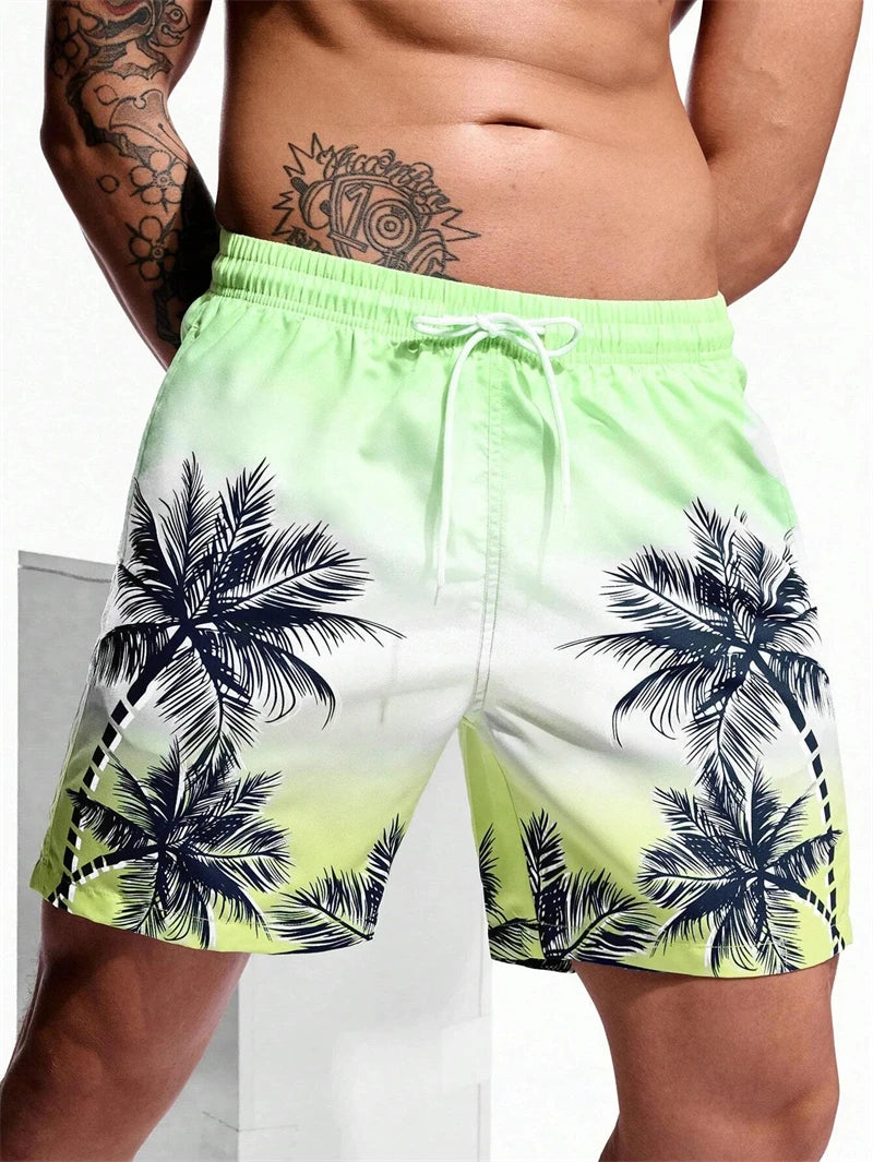 Vintage Plant 3D Printed Board Shorts Mens Palm Graphic Short Pants Summer Hawaiian Breathable Swim Trunks Kids Loose Ice Shorts