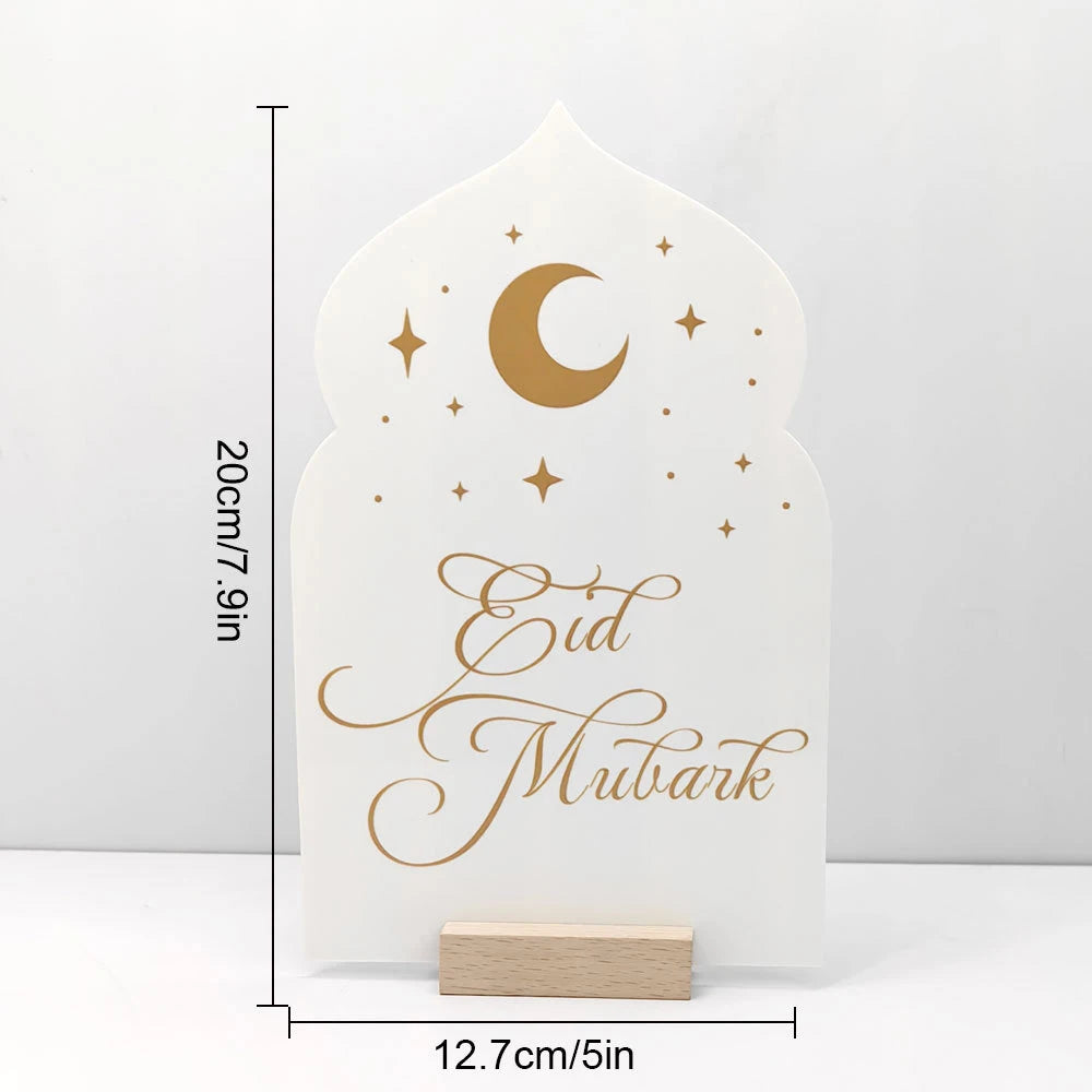 Reusable Acrylic Ramadan Calendar Board & Wooden Base ,2026 Eid Mubarak Table Decoration,Ramadan Kareem Party Supplies