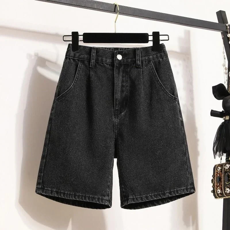 American Retro Gothic Women Denim Shorts Pattern Embroidery Loose Unisex Shorts Y2K Printing Korean Casual Fashion Couple Shorts