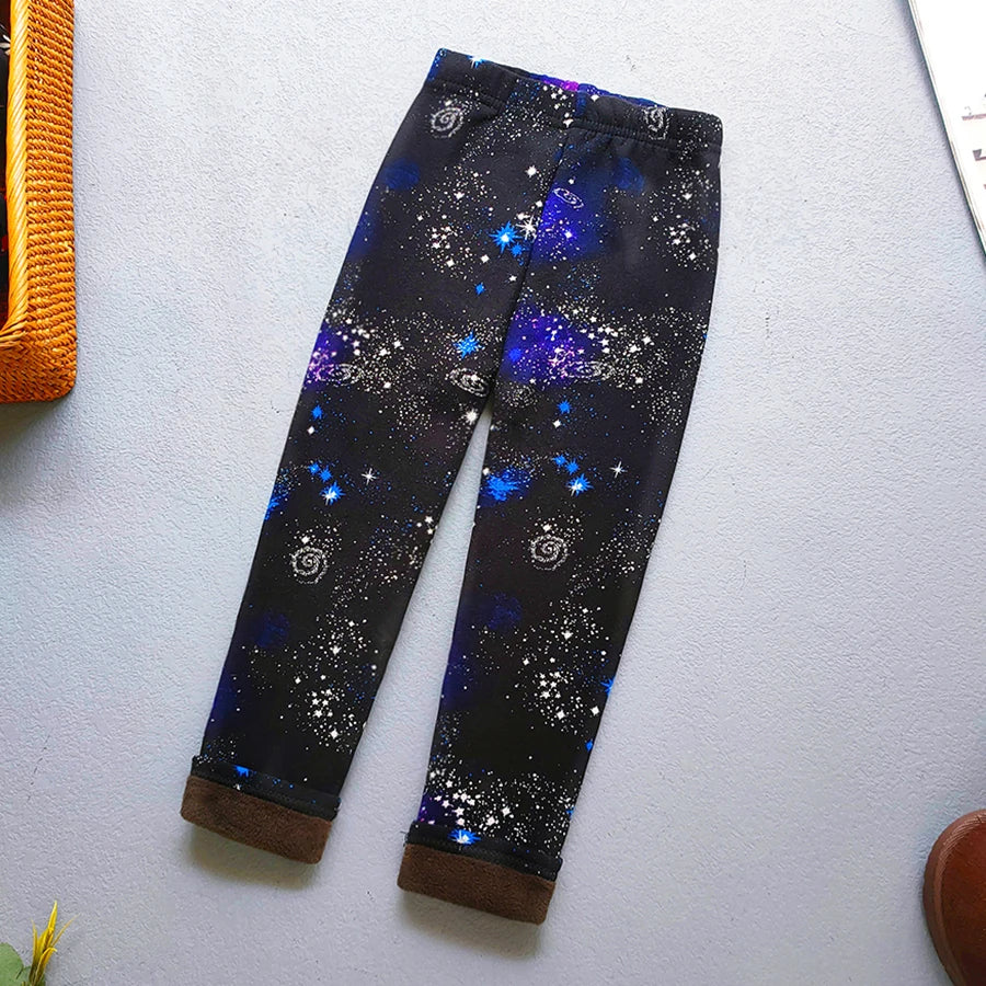 Autumn Winter Print Flowers Thick Warm Kids Toddler Baby Girls Leggings Children's Pants