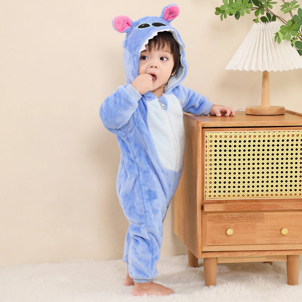 Baby Kigurumi Stitch Cartoon Romper Infant Kids Animal Jumpsuit Toddler Clothes Bodysuits Girls Boys Cosplay Pyjamas Costumes