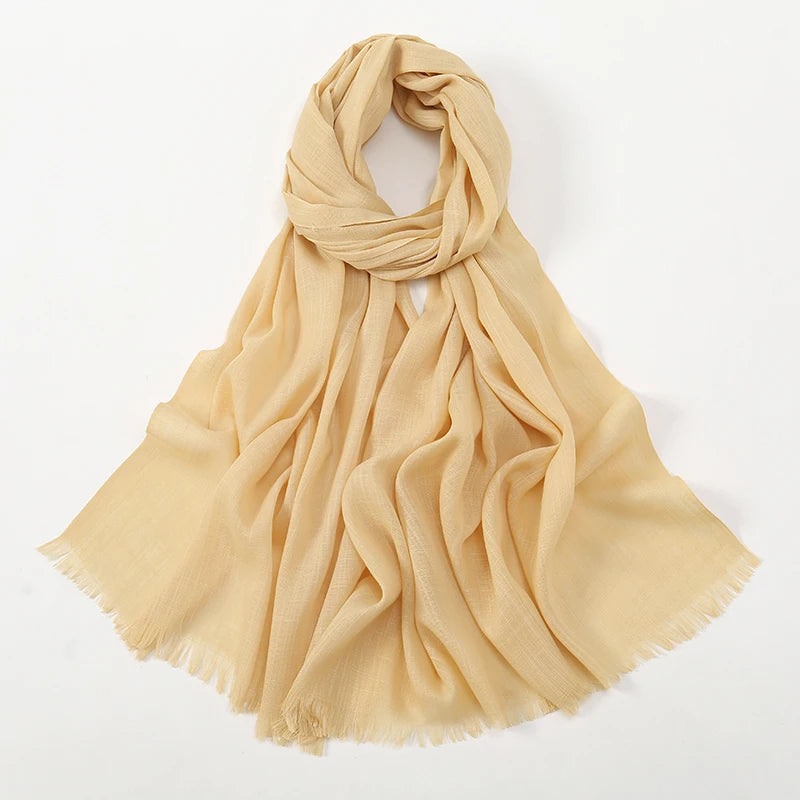 New Bamboo Cotton Hijab Scarf For Women Solid Wrap And Shawls Musulman Headband Islamic Turban Headband Maxi Headscarf Foulard