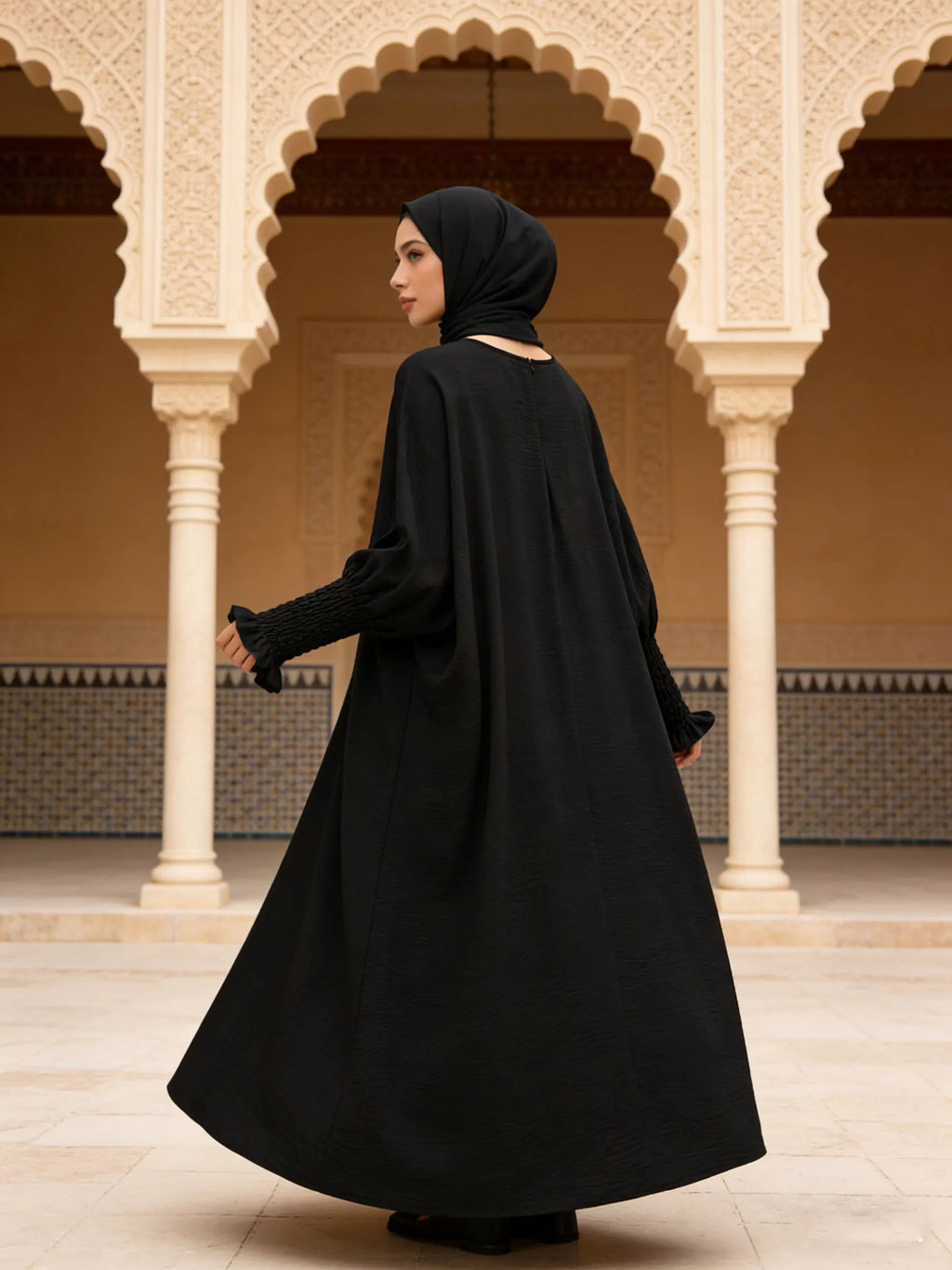 Minimalist Black Front-Zip Plain Abaya Maxi Dress Women Muslim Egyptian Kaftan Ramadan Jalabiya Islam Saudi Arabic Outfits 2025