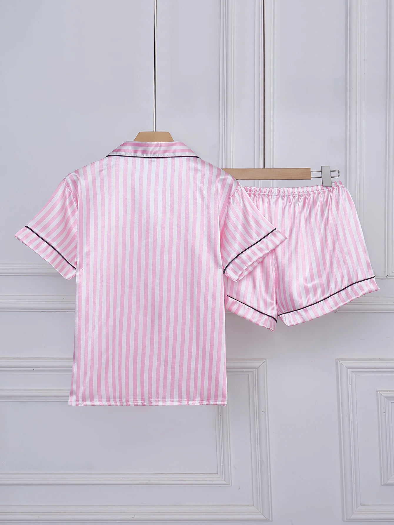 Embroidered Letter Satin Sleepwear Set