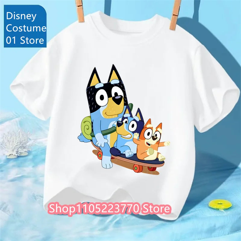 Kids Bluey Cartoon T-Shirt Autumn Winter Short Sleeve Warm Anime Print Comfortable Sweatshirt for Boys and Girls Daily Use