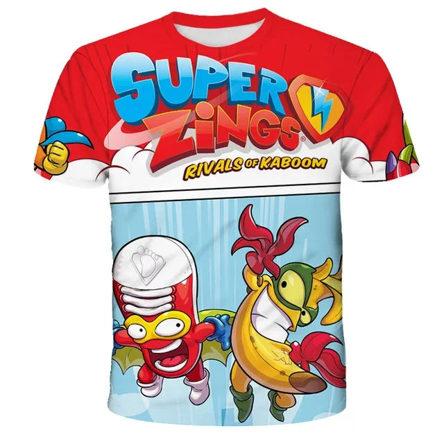 Super Zings T Shirt Kids Toddler Anime Game Streetwear Short Sleeve