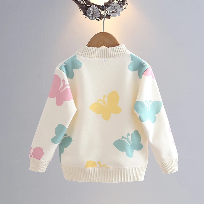 Girls' Sweater Thickened Autumn/Winter New Fashionable Versatile Children's Knitted Sweater Girls' Top Sweet and Cute