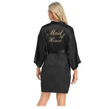 Bride Bridesmaid Wedding Robe Embroidery Kimono Bathrobe Gown Nightgown Casual Satin Short Women Sexy Nightwear Sleepwear