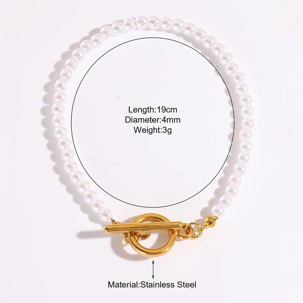 Minimally New High-end and Atmospheric Women's Imitation Pearl Stainless Steel Bracelet Jewelry Can Be DIY Jewelry Gift Wholesal