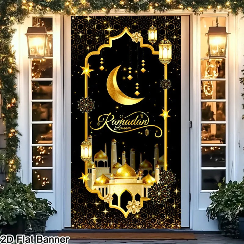 Eid Mubarak Door Decor Ramadan Kareem Banner Flag Ramadan Decorations For Home 2026 Islamic Muslim Party Decor Eid Al-Fitr Gifts