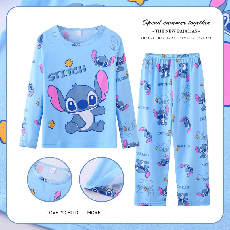 Stitch Pajamas for Kids Girls Long Sleeved Soft Comfortable Lilo & Stitch Pyjamas Suits Children's Loungewear Sleepwear