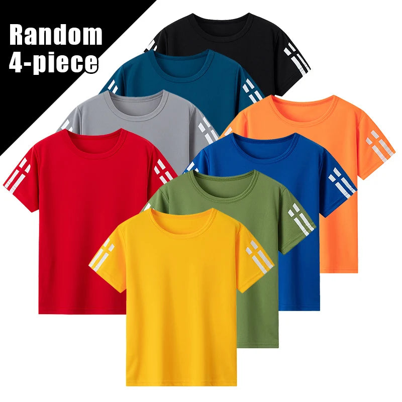 2/4-pcs Summer Children's Multi-color Combination Quick Drying Sports Suit Boys And Girls Short Sleeved T-shirt Versatile Shorts