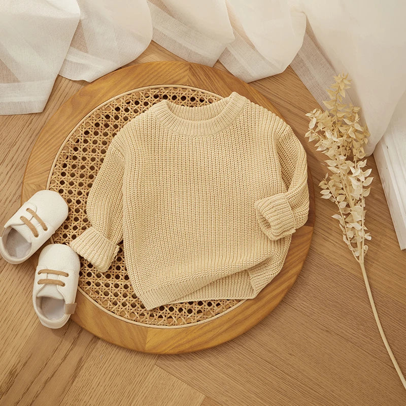 MISOWMNJOY Children Boy Girl Knit Sweater for Winter Kids Clothes Causal Solid Color Long Sleeve Pullover Tops Toddler Jumpers