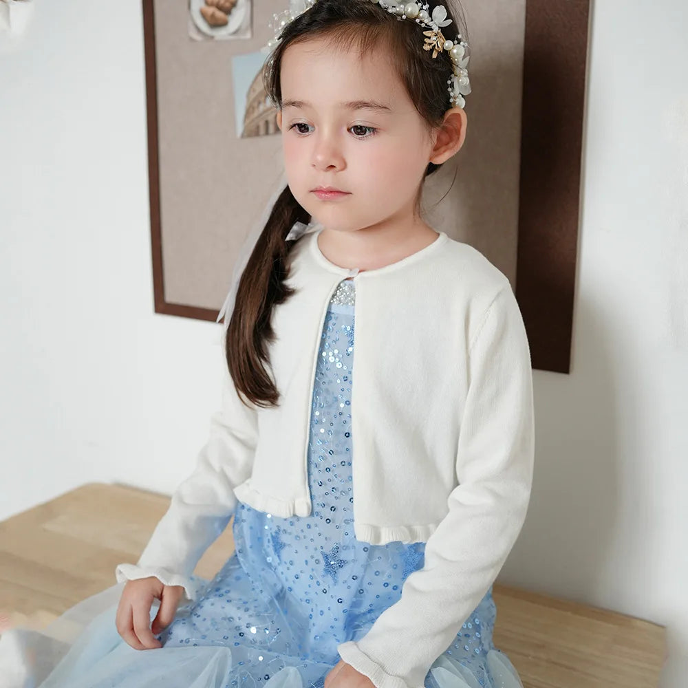 Knitted Cardigan For Girls Air-conditioned Thin Sweater Pink White Children's Sweater cape