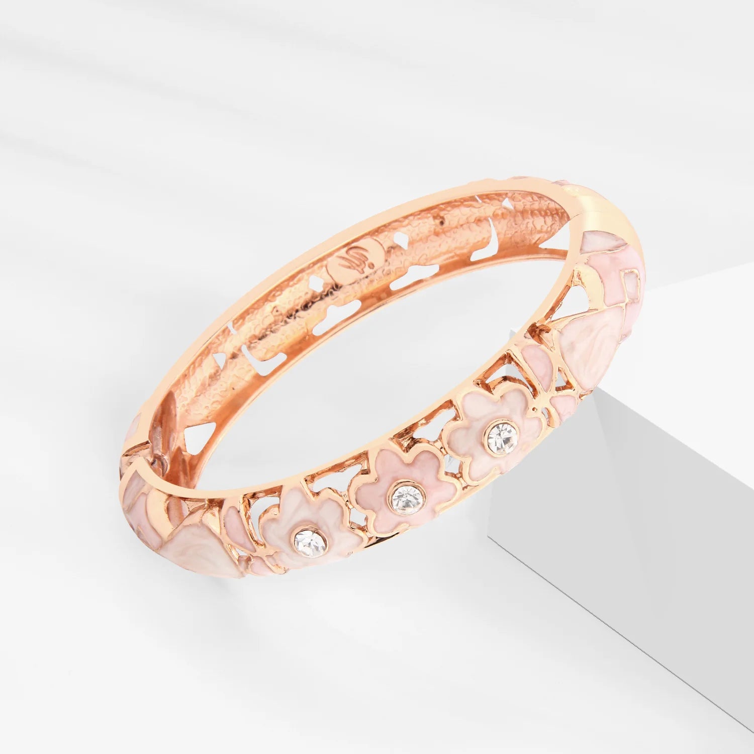 Hollow Bracelets For Women Enamel Bangles Cloisonne Women's Bracelet Pink Bangle On Hand Alloy Jewelry India African Hawaiian