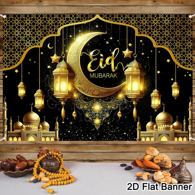 EID Mubarak Decoration Backdrop Ramadan Decor 2026 For Home Background Ramadan Kareem Islamic Muslim Party Eid Al Adha Gifts