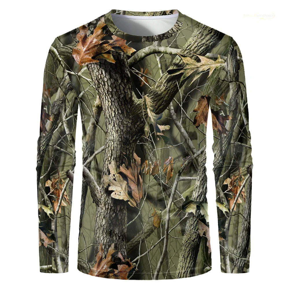 Camouflage Hunting T-Shirt Forest Print Men T Shirt Outdoor Sports Long Sleeve Trip Tactical Training Oversize Top Mens Clothing