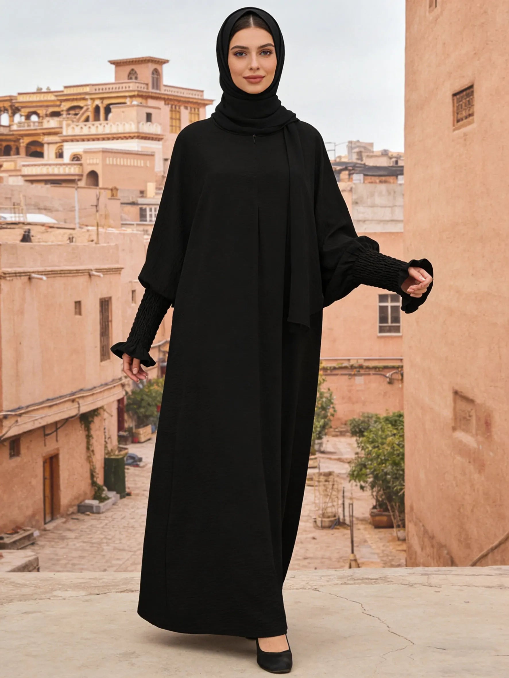 Minimalist Black Front-Zip Plain Abaya Maxi Dress Women Muslim Egyptian Kaftan Ramadan Jalabiya Islam Saudi Arabic Outfits 2025