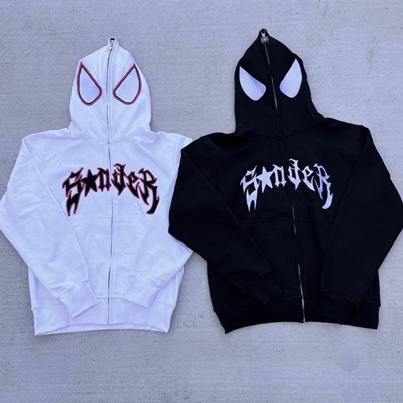 Women and men Spider Graphic Zip-Up Hoodie
