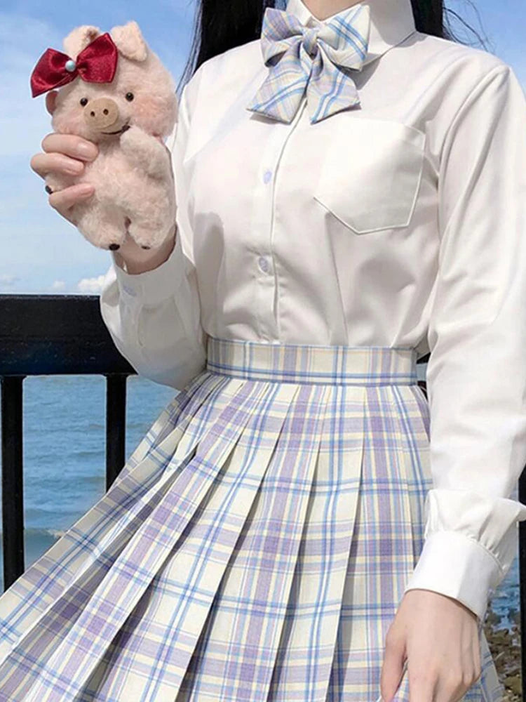 ZOKI Plaid Women Pleated Skirt Bow Knot Summer High Waist Preppy Girls Dance Mini Skirt Cute A Line Harajuku Sexy Japan Faldas