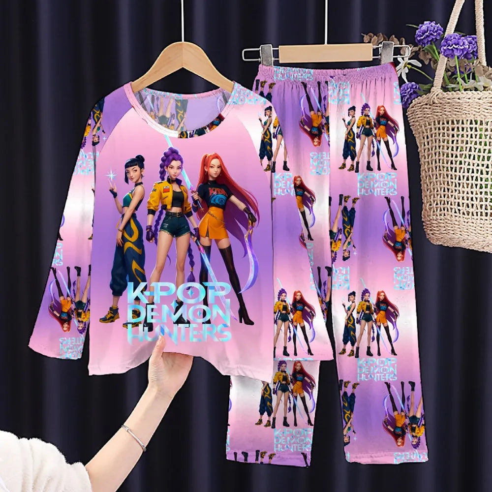 Kpop Demon Hunters Clothing Sets for Children Huntrix Kids Pajamas Baby Girls Pijama Fashion Boys Long Sleeve Pyjamas Sleepwear