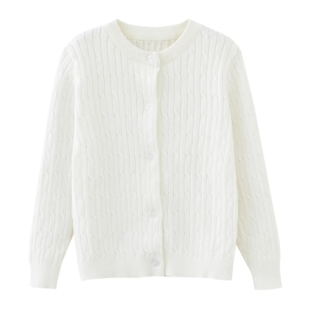 Girls Knit Cardigan Kids Button Long Sleeve Knit Sweater Clothes Cord Knit Sweater
