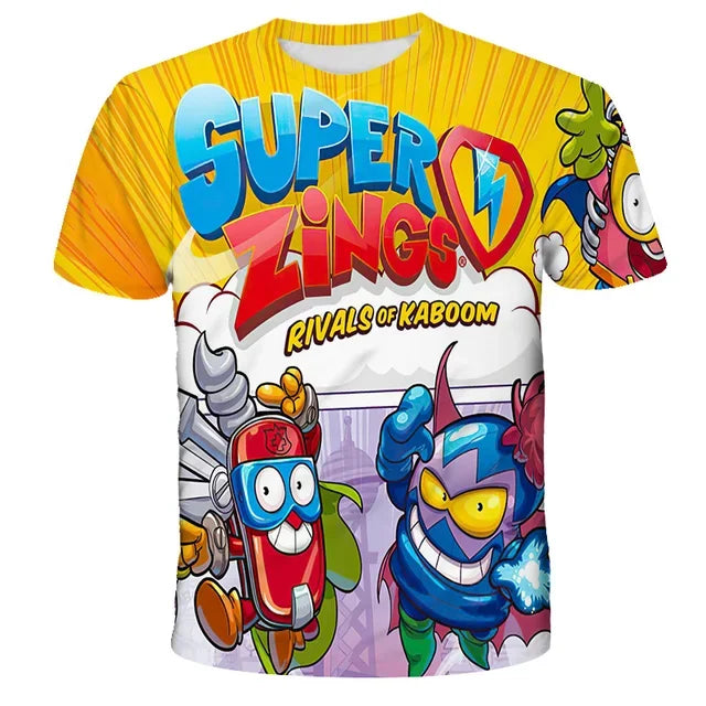 Super Zings T Shirt Kids Toddler Anime Game Streetwear Short Sleeve