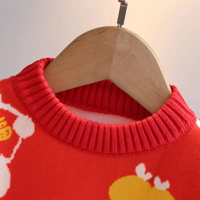 Girls' Sweater Autumn/Winter New Thickened Fashion Children's Knitted Sweater Girls' Top Sweet and Cute