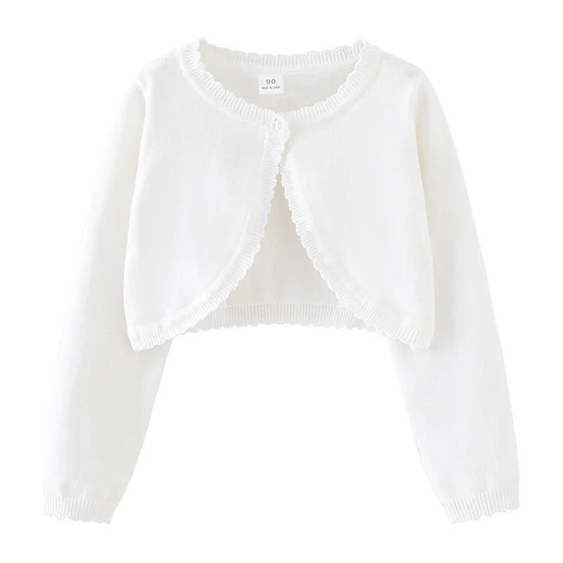 1 to 13 Years Kids Girl Solid Cardigan Round Neck Sweater Cardigans Knitted Toddler Girl Cotton Wedding Party Clothing