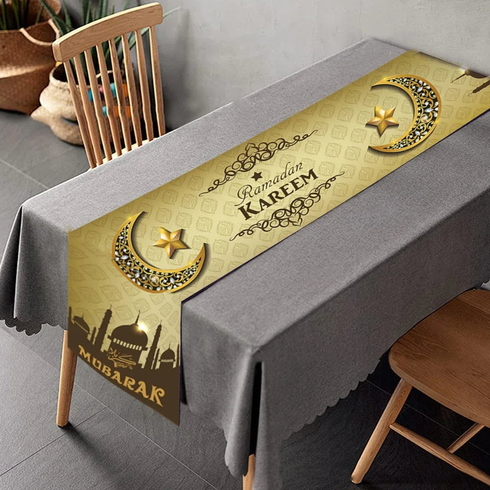 Ramadan Table Runners Eid Mubarak Moon Star Tablecloths Decoration Eid Party Table Decorations Islamic Muslim Party  2026