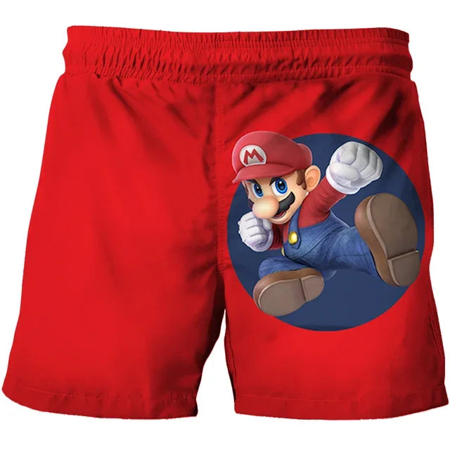 Super Marios Cartoon Beach Shorts, Beach Swimming Pants, Boys' Fashion Children's Sports Shorts, Super Marios New Style
