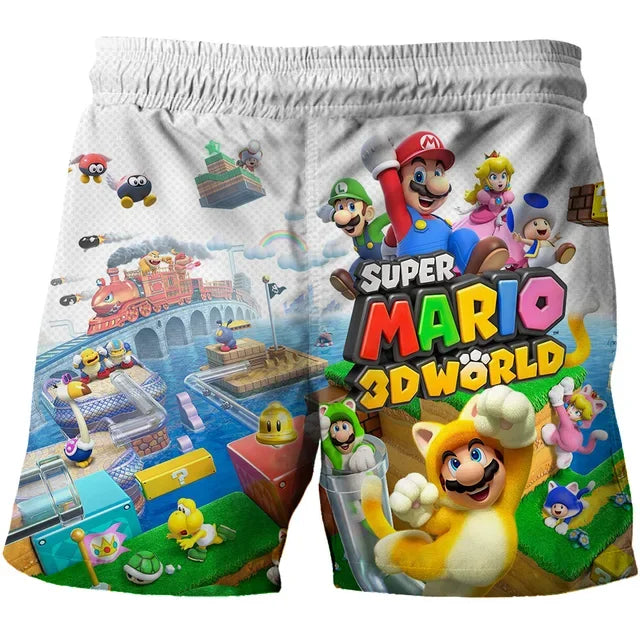 Super Marios Cartoon Beach Shorts, Beach Swimming Pants, Boys' Fashion Children's Sports Shorts, Super Marios New Style