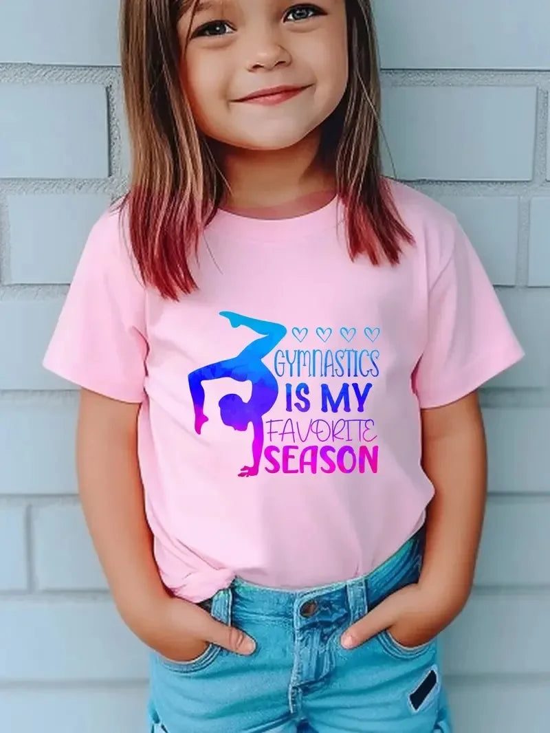 Boys T-shirt Girls Kids Rhythmic Gymnastics Printed T-shirt Modal Clothing Short Sleeves Boys Clothes