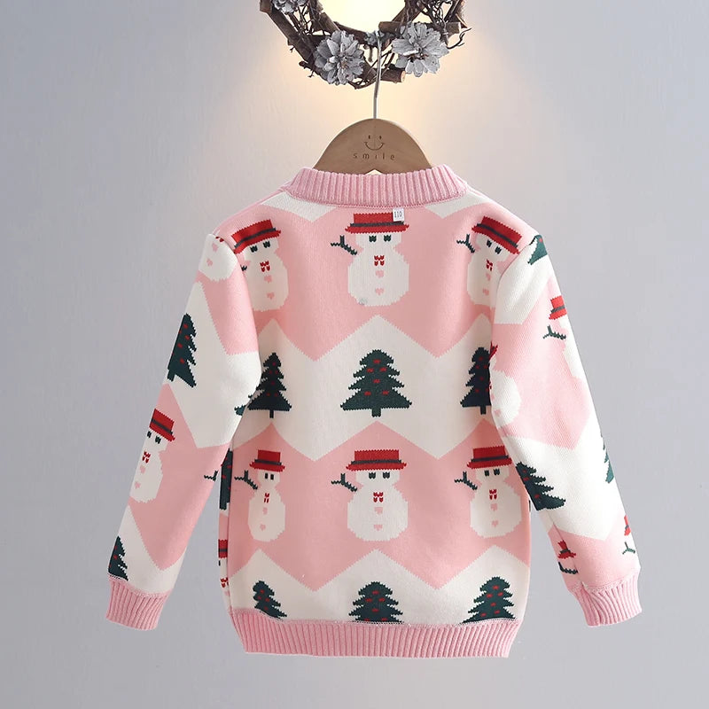 Girls' Sweater Thickened Autumn/Winter New Fashionable Versatile Children's Knitted Sweater Girls' Top Sweet and Cute