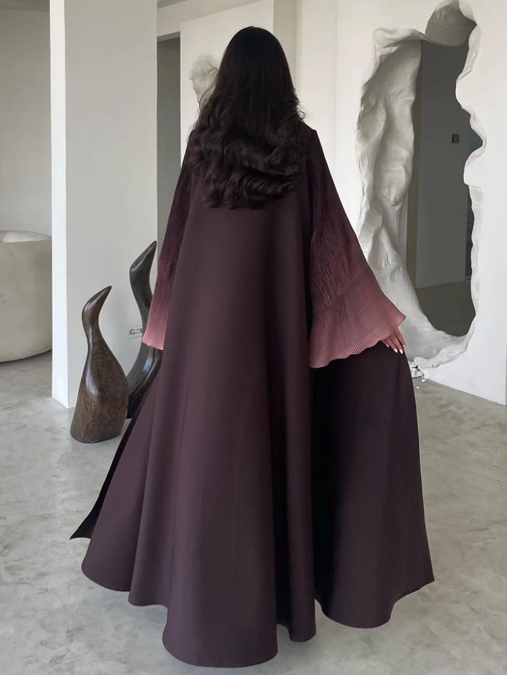 Middle-East Abaya Muslim Flare Sleeve Casual Arabian Pleated Open Front Abayas Turkey Kaftans Women Jilbabs Islamic Maxi Dresses